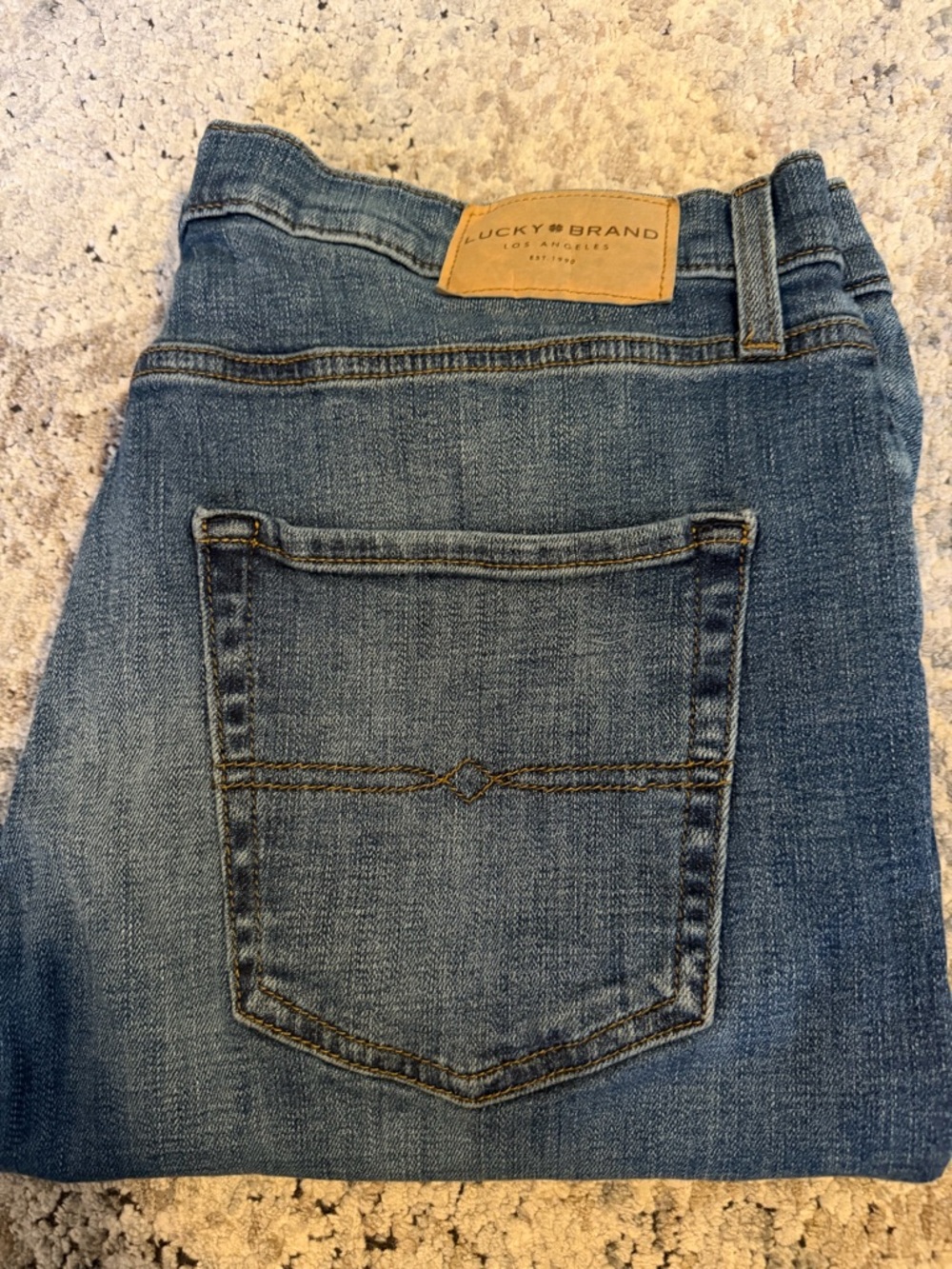Lucky Brand Medium Blue Denim Jeans with Signature Pocket Stitching